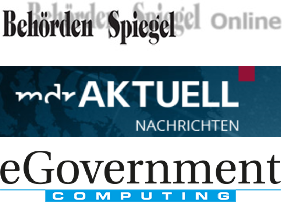 Collage der Logos des Behörden Spiegels, von MDR Aktuell und von eGovernment Computing